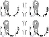 Yesmin 4 Pcs Double Prong Robe Hooks Wall Mounted Silver Coat Hooks view 1