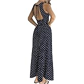 Verdusa Women's Polka Dots Backless Dress Sleeveless Going Out Long Dresses Brunch Outfits