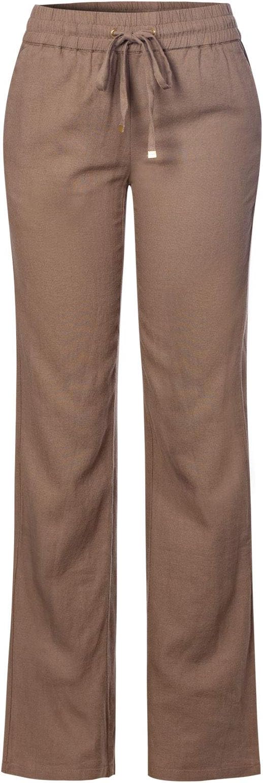 Women's Comfy Drawstring Elastic Waist Linen Pants with Pocket