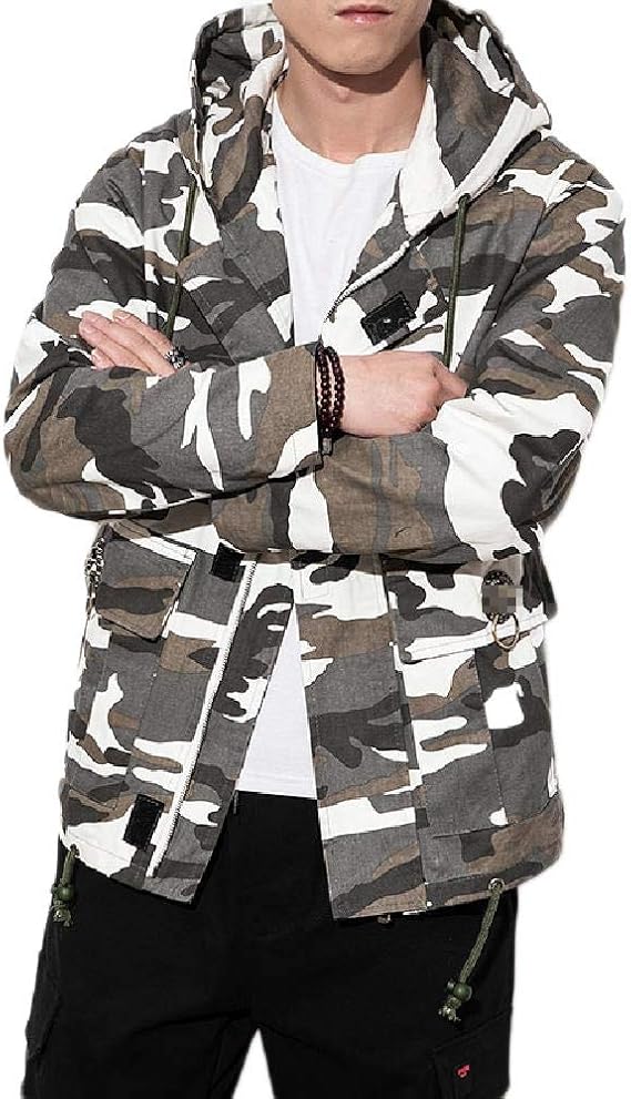 Amazon マルチポケットカジュアルパーカー生き抜くメンズ迷彩ジャケット屋外ソフトシェルフード付きタクティカルコートを印刷ジッパー軽量パイロットウインドブレーカー Color White Camouflage Size Xxxxl コート ジャケット 通販
