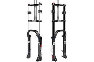 BUCKLOS 20 inch 4.0 Fat Tire Bike Suspension Fork, 180mm Travel 135mm Spacing Hub 9mm QR Ebike Oil MTB Fat Fork, Double Crown 1-1/8 Straight Electric Bicycle Front Fork, Snow Beach Mountain Bike