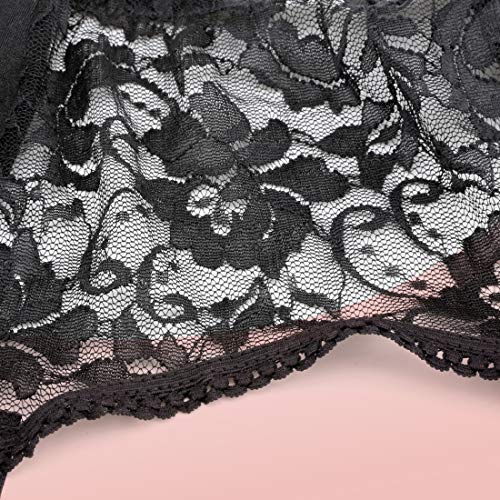 Slocyclub Women Lace Garter Belt with 6 Straps Metal Clip Suspender for Stockings/Lingerie(Black,XL)