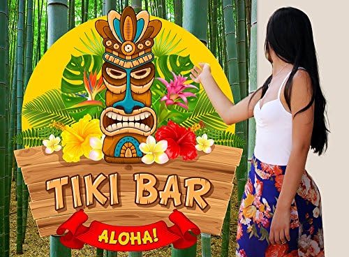 Reusable Tiki Party Wall Scene Setter Photo Backdrop, 1 Piece, 71" x 71", 5.9ft x 5.9ft, Polyester