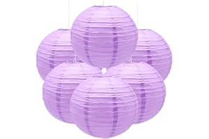 Ruidee 6Pcs Paper Lanterns Decorative Round Hanging Paper Lanterns for Birthday, Wedding, Christmas Xmas, Bridal, Home Decor,