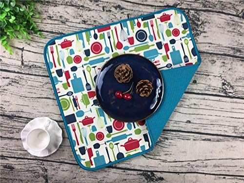 Unique kitchenware printing design, Ultrafine fiber dish dry pad, 16 "x 18" (Blue)