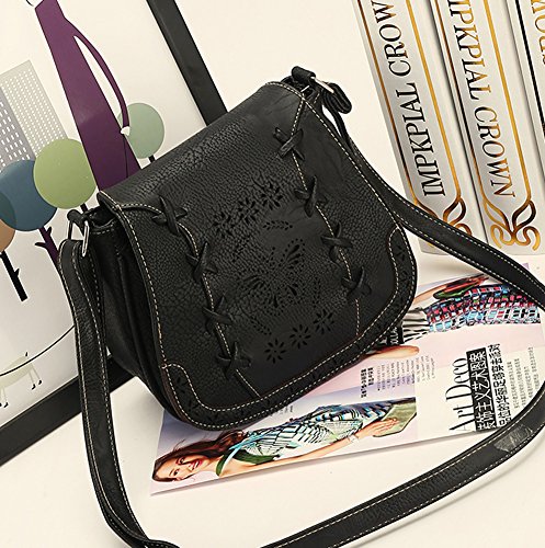 Toniker Women's Crossbody Saddle Bags PU Leather Small Shoulder Bag with Adjustable Strap and Magnetic Button