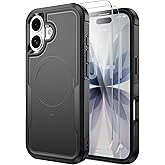 Muntinfe for iPhone 17 Case [Compatible with MagSafe] [Shockproof] [Dropproof] [with 2X HD Screen Protector ] Heavy Duty Protection Phone Case Cover for iPhone 17 6.3 inch (Black)