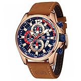AIMES Mens Watches Chronograph Casual Leather Watch