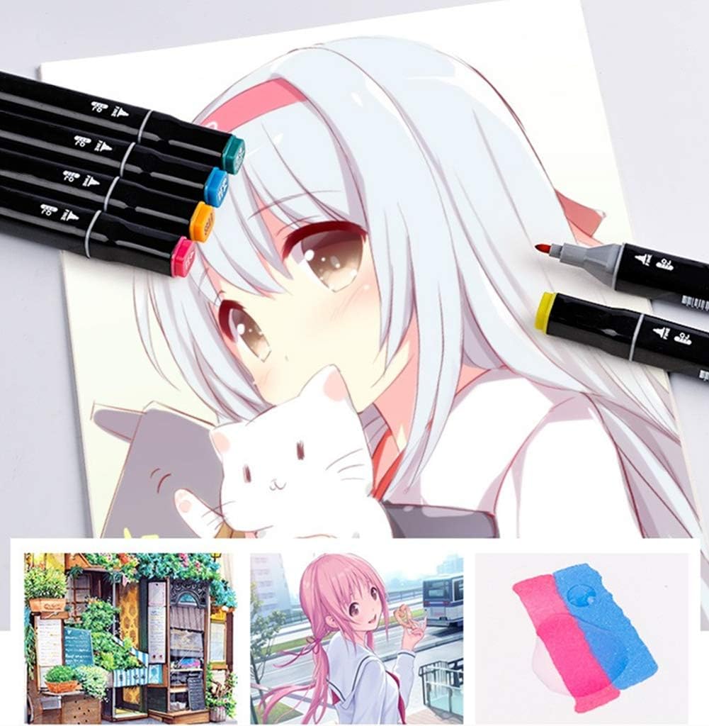 80 Colors Alcohol Markers Pen Set, Fany Artist Drawing Art Markers for Kids Adult Coloring Book Artist Dual Tip Markers Twin Permanent Markers Drawing Illustration (White Shell)