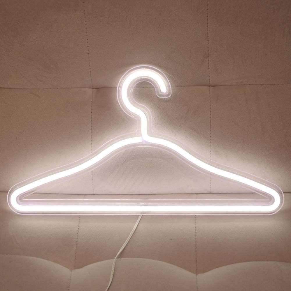 ZEXIN Romantic Wedding Clothes Stand Creative LED Neon Light LED Hanger Night Lamp Wall Decor(White)