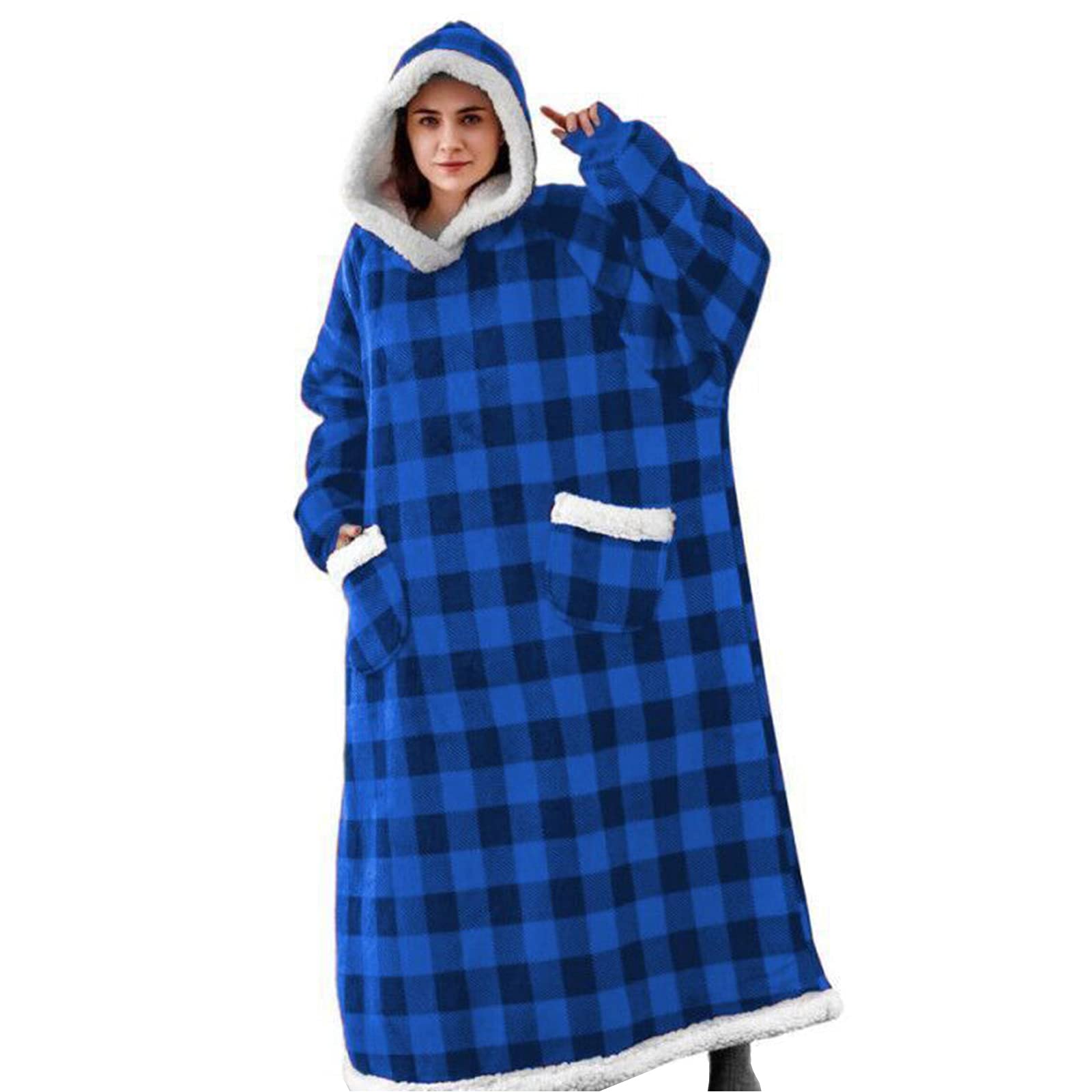 EAHOME Extra Long Hoodie Blanket Sweatshirt 3XL for Women Men 1pcs, Super Warm and Cozy Big Blanket Hoodie, Wearable Flannel Blanket with Sleeves and Pocket — image 1