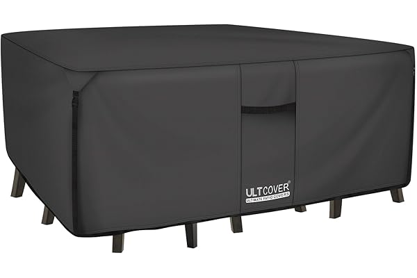 ULTCOVER 600D Tough Canvas Durable Rectangular Patio Table and Chair Cover - Waterproof Outdoor General Purpose Furniture Cov