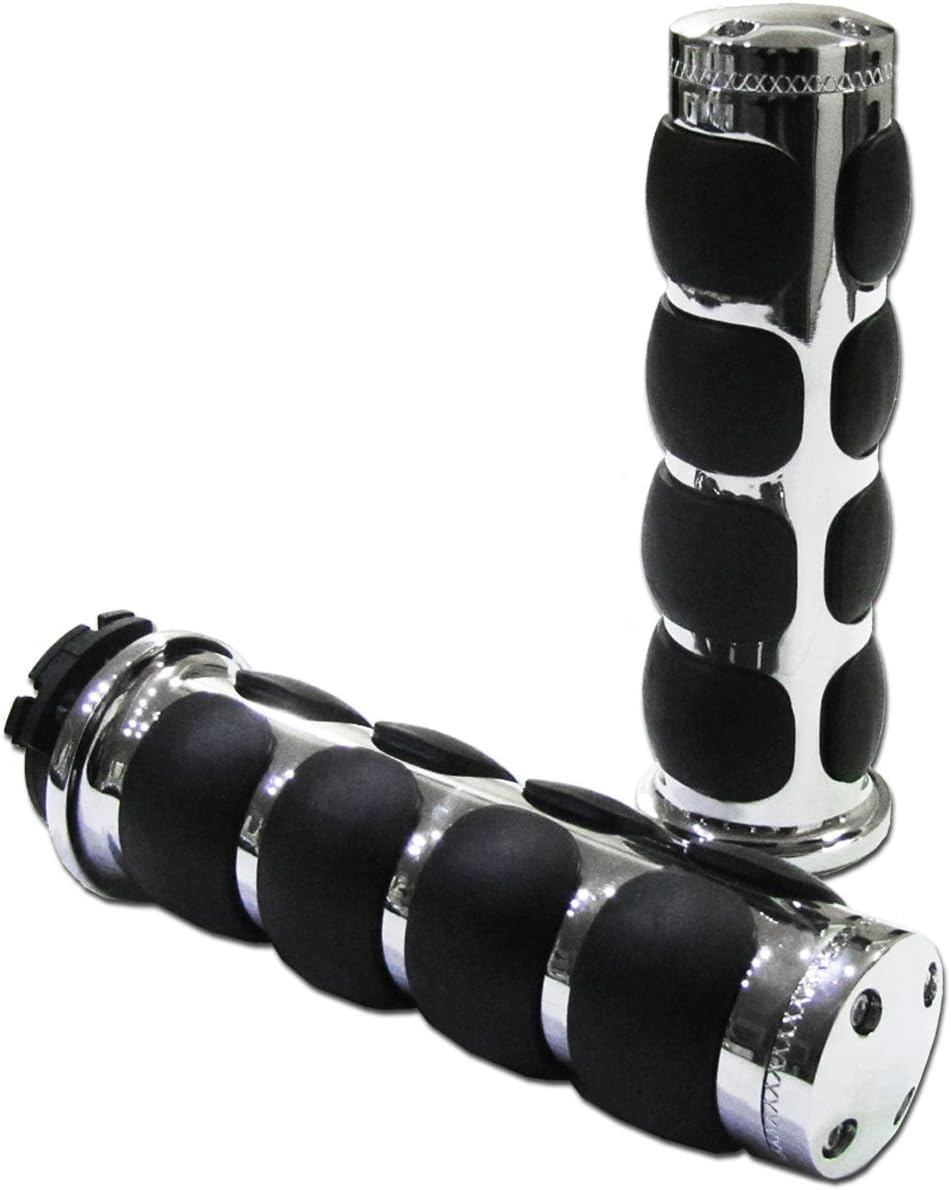 Chrome Billet Motorcycle 1" Handlebar Comfort Hand Grips Pair (2 pieces) for Suzuki Boulevard C90, M50, C50