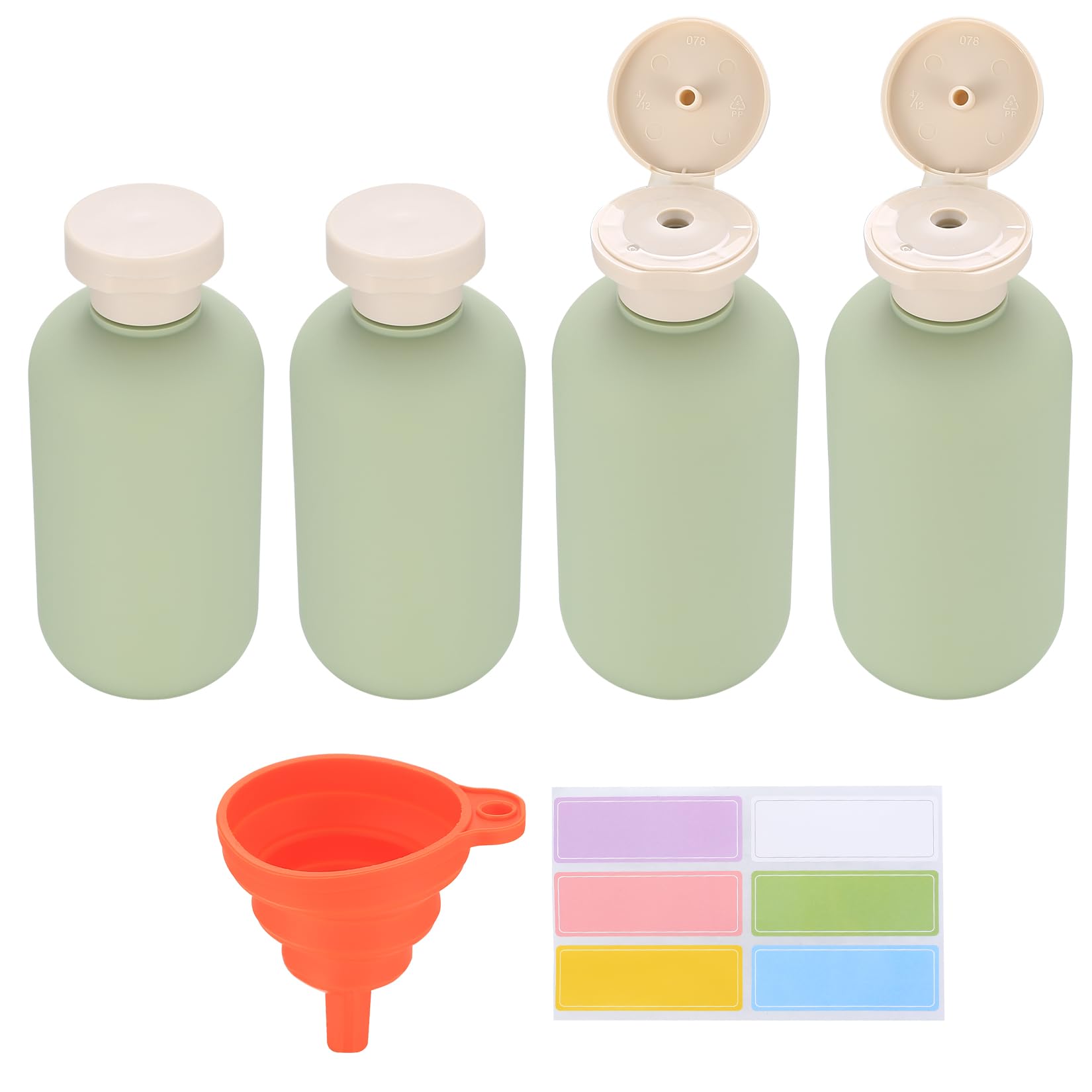 4 Pcs 200ml Travel Bottles for Toiletries, Squeeze Bottles, Silicone Travel Bottles, Refillable Plastic Travel Containers, Leak Proof Empty Flip Cap Squeezable Shampoo and Conditioner Bottles