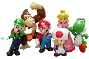 Pack of 6 Marriio Toys Princess, Turtle, Mushroom, Orangutan, Marriio Action Figures Birthday Cake Decoration Party Supplies