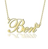 AOLO Ben Heart Name Necklace 18k Gold Plated