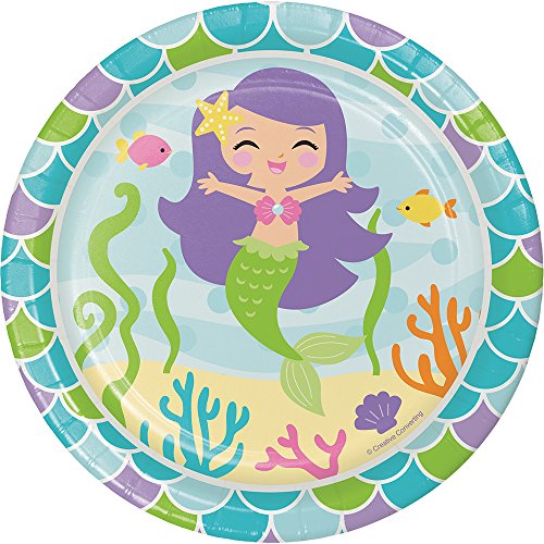 Creative Converting Mermaid Friends Sturdy Style Paper Dessert Plates (8 Count), 7