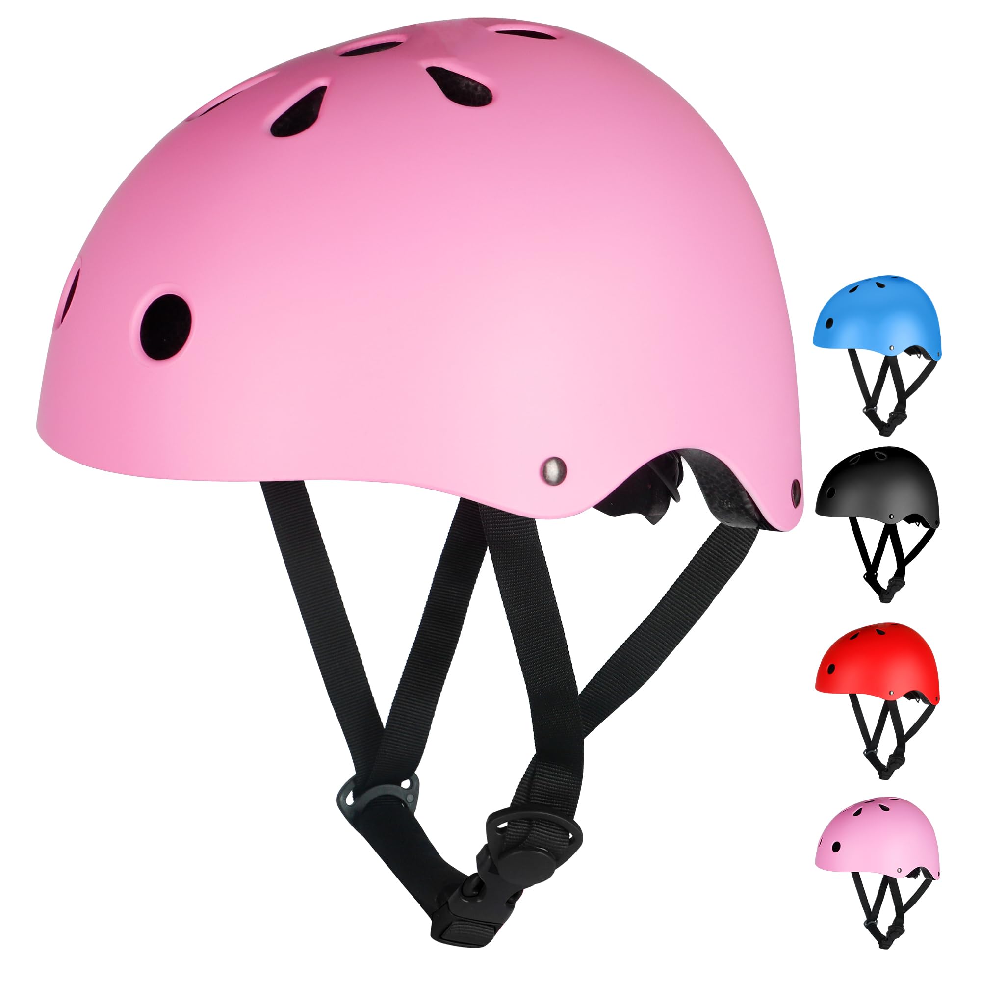 Kids Helmet, Kids Bike Helmet Age 3-13, Adjustable Cycle Helmet for Boys Girls & Toddler, Lightweight Skateboard Helmet Children Safety Multi-Sport Bicycle Helmet for Cycling (Pink, M:54–58 cm)