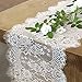 QueenDream 14 X 120 White Lace Table Runner Reusable White Lace Table Runner for Wedding Spring Summer Outdoor Garden Tea Party