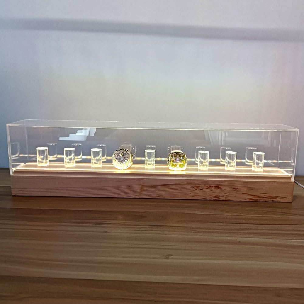 Championship Ring Display Case, Ring Display Case Acrylic Light-Up ,Collections for Baseball, Softball, Super Bowl, Ice Hockey,Football Ring