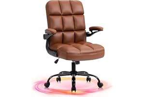 SEATZONE Home Office Chair Ergonomic Desk Executive Chair Computer Task Chair, Rolling Swivel Chair with Arms,Brown