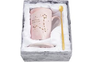 YHRJWN Pisces Gifts for Women, Pisces Constellation Mug, February March Birthdays Gifts for Women Horoscope Astrology Lovers, Pisces Zodiac Sign gifts for Women Girls, 14 Oz Pink with Gift Box
