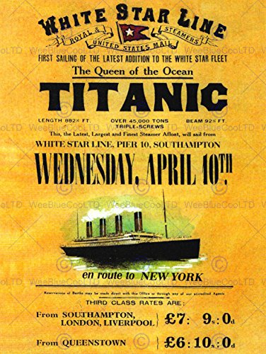 TRAVEL TRANSPORT DOOMED OCEAN LINER TITANIC QUEEN WHITE STAR UK ART PRINT CC2128