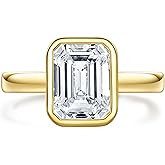 Raivari Moissanite Bezel Set Engagement Rings 3CT Round/Cushion/Heart/Oval Cut D Color VVS1 S925 Sterling Silver Wedding Promise Rings for Women with Certificate Elegant Gift Packed