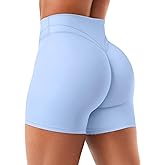 YEOREO Women Workout Yoga Shorts 4.5" No Front Seam Hidden Scrunch Almiy High Rise Buttery Biker Shorts
