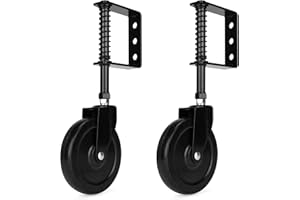 YONSIN 5" Heavy Duty Spring Loaded Gate Caster, Drag Gate Wheels with 360° Swivel for Wooden Gate Fence, Metal Tube Gate, Anti Sag Gate Kit, 200 Lbs Capacity, 2 Pcs, Black
