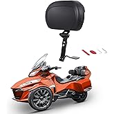 Adjustable Rider Driver Backrest for Can-am Spyder RT RT-S RT Limited 2010-2019, for Spyder Backrest Pad Mounting Kit with Storage Pouch,Black