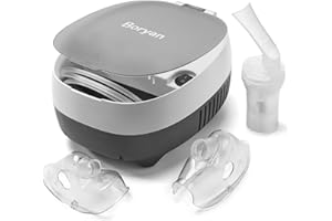 Boryan Lastest Nebulizer Machine with Built-in Organizer, Superior Tabletop Breathing Treatment for Adults Kids, Included Nebulizer Tubing and Mouthpiece Replacement Kit