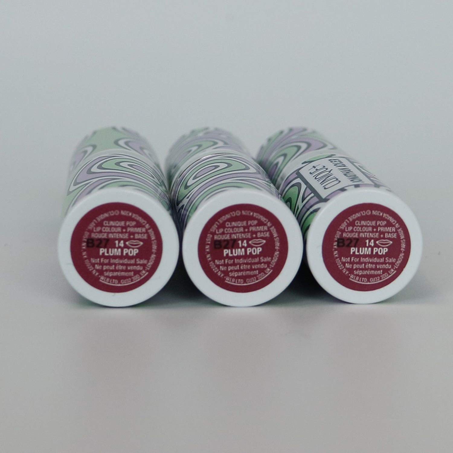 Lot 3 x Clinique Pop Lip Colour +Primer Rouge Intense + Base #14 Plum Pop unbox Travel Size 0.13 oz each total 0.39oz : Beauty