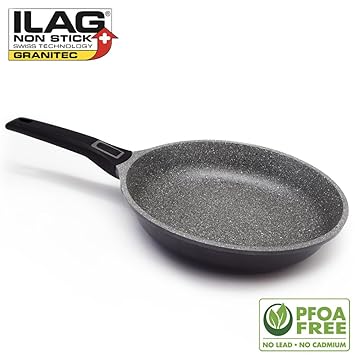 Exklusive Pfanne, 28 cm, aus Lavagestein ILAG SWISS mit abnehmbarem