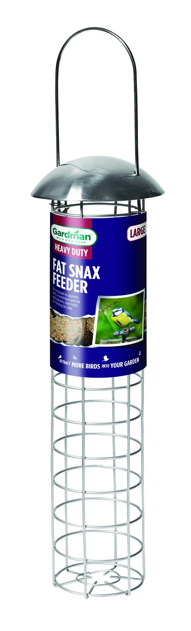 Garden Store Direct Heavy-Duty Deluxe Stainless Steel Large 30cm Hanging Wild Bird Feeders - Seed, Peanut/Sunflower Hearts or Fat Ball Versions, (Fat Ball Suet Feeder)