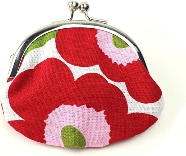 Amazon 楽市きもの館 がま口 財布 小 マリメッコ生地 花柄 赤 楽市きもの館 財布