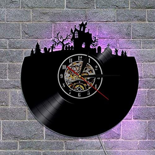 Nclon Record Wall clock,Mute silent quiet Home Record Design Wall Art Bedroom Living room Wall clock-black 12inch