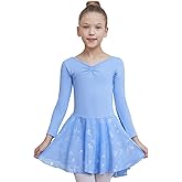 DIPUG Long Sleeve Ballet Leotards for Girls Dance Leotards Shiny Butterfly