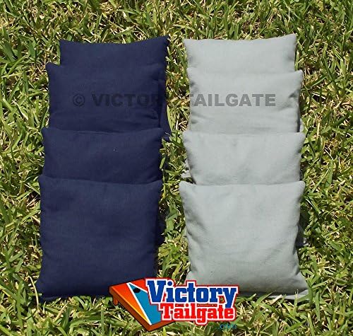 Weather Resistant Cornhole Bags Set - 4 Gray & 4 Navy Blue