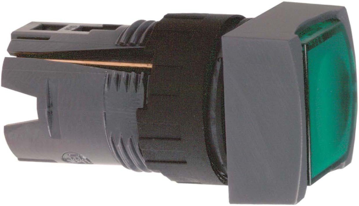 Schneider Electric ZB6CW3 Square Flush Pushbutton, Green Square Flush Illuminated Pushbutton Head Ø16 Spring 12.24V