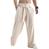 GORGLITTER Men's Casual Wide Leg Pleated Dress Pants Elastic High Waisted Baggy Streetwear Trousers Business Casual
