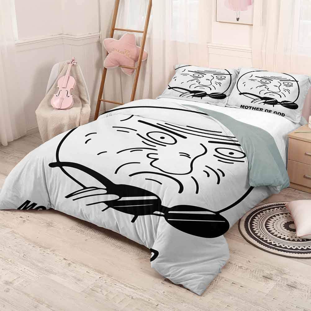 HELLOLEON Humor Extra Large Quilt Cover Awkward Comics Me Gusta Guy Meme with Displeased Looking-Face New Era Artwork Can be Used as a Quilt Cover-Lightweight (Twin) Black and White