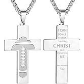 GLITTO Football Cross Necklace for Kids Men Teen Boys Boyfriend Husband, Inspirational Bible Verse Religious Christian Gift