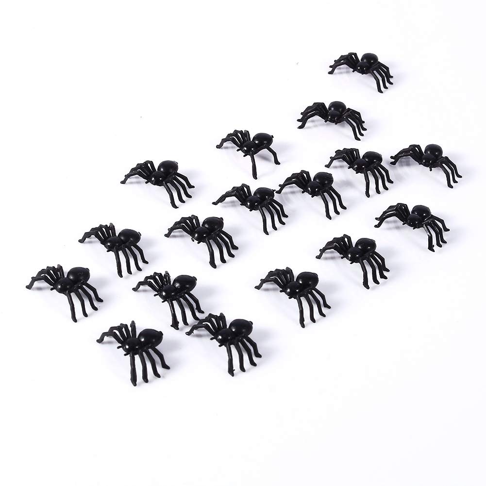 Plastic Spiders Small, 50 Pieces Scary Halloween Spiders, 2cm Tiny Spider for Crafts, Realistic Fake Spider Bugs, Black Plastic Spiders, Party Joke Supplies for Prank Props, Halloween Party