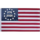 Bradford 1776 Bennington 250 Anniversary USA Flag 3x5 ft Outdoor Embroidered Betsy Ross Flags 13 Colonies US 2026 American Flag Heavy Duty with 2 Brass Grommets