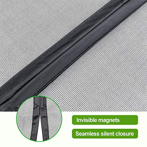 Magnetic Screen Door, KOMAKE Fireproof Fiberglass Screen Door with Full Frame Velcro Anti Mosquito Bugs Mesh Screen Curtain Pet and Kid Entry Friendly, Fits Door Size up to 38" x 82" Max- Black