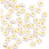OKKRMGZ 120Pcs Daisy Beads for Jewelry Making White Flower Shaped Glass Beads with Hole Small Beaded Floral Charms and Spacer Beads for Bracelets Necklace Earrings and DIY Crafts Accessories