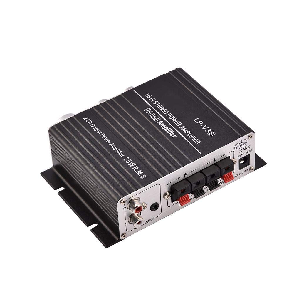 Socobeta Power Amplifier Mini 2 Channel Audio Power Amplifier Digital HiFi Stereo Amp for Car MP3(Black)