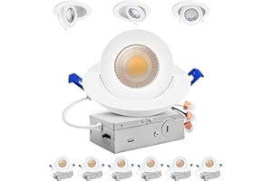 Adetu 4 inch 5CCT Gimbal Led Recessed Lights, 360°+90° Adjustable Directional Recessed Lighting, 2700K/3000K/3500K/4000K/5000K Dimmable Retrofit Eyeball Can Lights with Jbox, ETL(White, 6 Pack)