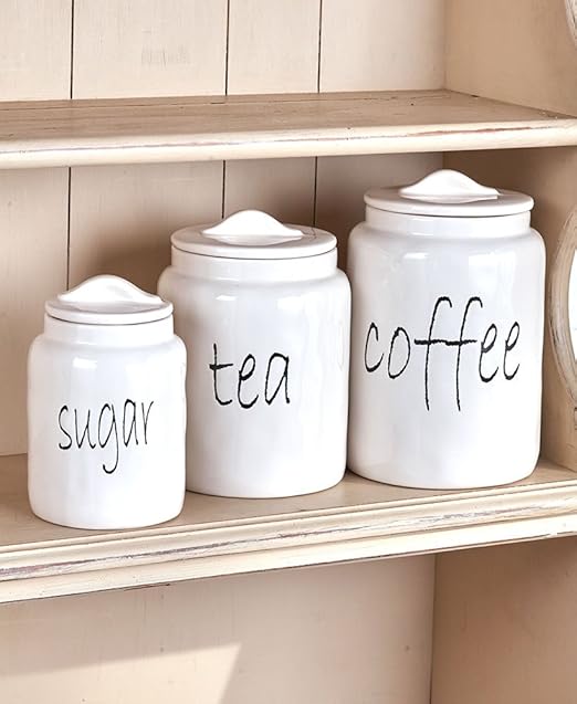 Amazon Com Stated Simply Canister Set For Sugar Tea Coffee